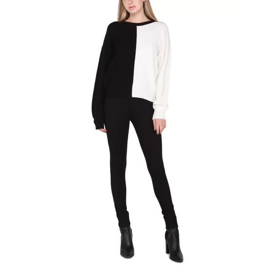 Top 10 ๐ฅฐ Black Tape ๐ฉ Women's Crew-Neck Colorblocked Chevron-Ribbed Sweater Business Black And White ๐ 6 Top 10 ๐ฅฐ Black Tape ๐ฉ Women's Crew-Neck Colorblocked Chevron-Ribbed Sweater Business Black And White ๐ - Image 4