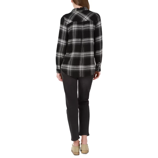New ๐ Black Tape ๐ฉ Women's Button-Front Plaid ๐ Shirt Rosy Plaid โ๏ธ 5 New ๐ Black Tape ๐ฉ Women's Button-Front Plaid ๐ Shirt Rosy Plaid โ๏ธ - Image 3