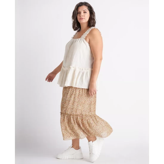 Flash Sale ⭐ Black Tape Plus Size Printed Tiered Midi 👗 Skirt Floral Dream 😍 6 Flash Sale ⭐ Black Tape Plus Size Printed Tiered Midi 👗 Skirt Floral Dream 😍 - Image 4