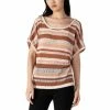 Promo 👏 Black Tape 👩 Women's Striped Poncho Sweater Cinnamon Stripe ✨