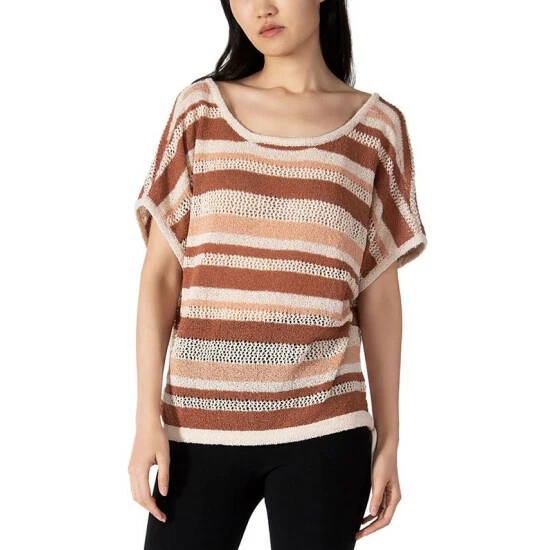 Promo ๐ Black Tape ๐ฉ Women's Striped Poncho Sweater Cinnamon Stripe โจ 3 Promo ๐ Black Tape ๐ฉ Women's Striped Poncho Sweater Cinnamon Stripe โจ
