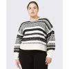 Best Pirce ✔️ Black Tape Trendy Plus Size Herringbone-Striped Sweater Mountain Aztec 🎁