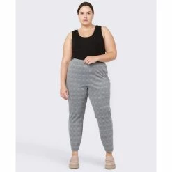 Best Pirce 🎁 Black Tape Trendy Plus Size Printed Pull-On Pants Plaid Perfect 🎉