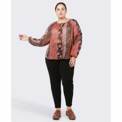 Cheap 😍 Black Tape Trendy Plus Size Peasant Top Patchwork Dreams 🥰