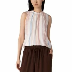 Deals ⌛ Black Tape 👩 Women's Striped Sleeveless Top Sunset Halo 💯