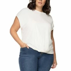 Brand new ๐ฅ Black Tape Plus Size Twist-Hem T-Shirt Creme Cafe โ๏ธ