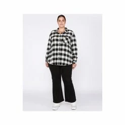 Best Pirce ✔️ Black Tape Trendy Plus Size Plaid 👚 Shirt Limo Checks ⌛ -Black Tape Shop unnamed file 439