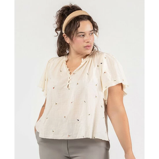 Brand new 😍 Black Tape Trendy Plus Size Printed Cotton Flutter-Sleeve Top Garden Way 😉 3 Brand new 😍 Black Tape Trendy Plus Size Printed Cotton Flutter-Sleeve Top Garden Way 😉