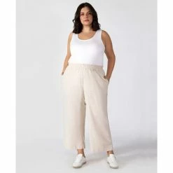 Cheapest ๐ Black Tape Trendy Plus Size Cropped Wide-Leg Pants Sand Dollar ๐คฉ