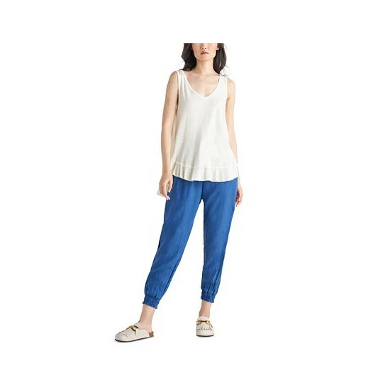 Hot Sale 🤩 Black Tape Petite Cotton Raw-Edge Vented-Hem Top Off-white ⌛ 5 Hot Sale 🤩 Black Tape Petite Cotton Raw-Edge Vented-Hem Top Off-white ⌛ - Image 3