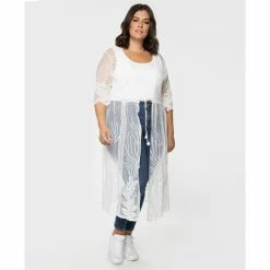 New 🔥 Black Tape Plus Size Sheer Crochet-Trimmed Duster Ivory 🔥 -Black Tape Shop unnamed file 513