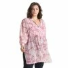 Promo 💯 Black Tape Trendy Plus Size Blossom Pink Printed Top 🛒
