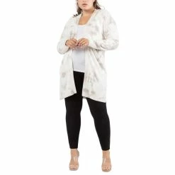 Best Pirce ✨ Black Tape Plus Size Ribbed Open Cardigan Off-white Stone Tie Dye 👏