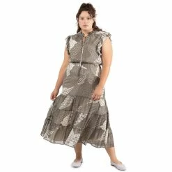 Best Pirce 💯 Black Tape Trendy Plus Size Garden Green Tiered Maxi 👗 Dress ⭐