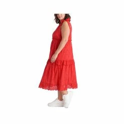 Budget 👏 Black Tape Trendy Plus Size Eyelet Midi 👗 Dress Fiery Red ⭐ -Black Tape Shop unnamed file 588