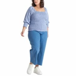 Cheap ⭐ Black Tape Plus Size Smocked Blouson Top 🛒