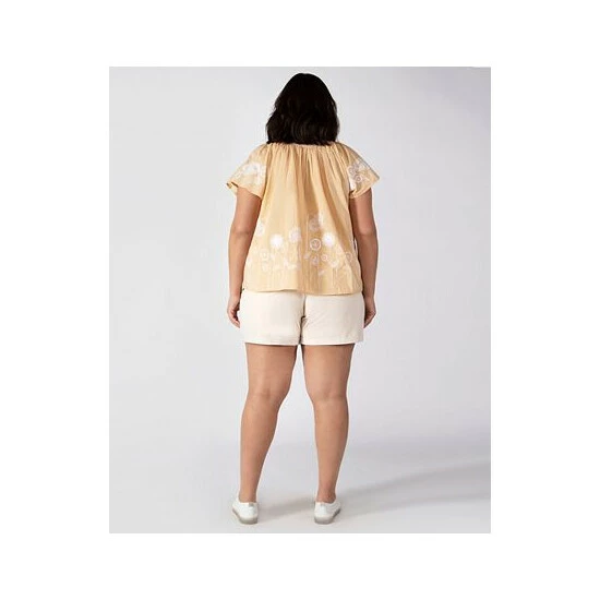 Best Pirce ๐ Black Tape Trendy Plus Size Embroidered Flutter-Sleeve Cotton Top Pale Peach ๐ 4 Best Pirce ๐ Black Tape Trendy Plus Size Embroidered Flutter-Sleeve Cotton Top Pale Peach ๐ - Image 2