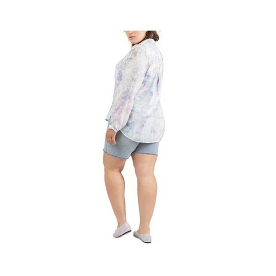 Cheap ๐ Black Tape Plus Size Printed Button-Down Top Pastel Mauve Blue ๐ 5 Cheap ๐ Black Tape Plus Size Printed Button-Down Top Pastel Mauve Blue ๐ - Image 3