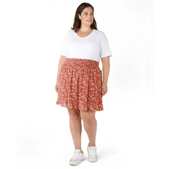 Brand new 🎁 Black Tape Trendy Plus Size Smocked-Waist 👗 Skirt Dusty Red Floral 💯 3 Brand new 🎁 Black Tape Trendy Plus Size Smocked-Waist 👗 Skirt Dusty Red Floral 💯