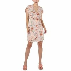 Wholesale 💯 Black Tape Petite Printed Flutter-Sleeve Wrap 👗 Dress Morning Light ✔️