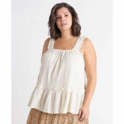 Flash Sale 😉 Black Tape Plus Size Ruffle Peplum Cami Top Cream 😍