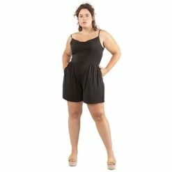 Brand new ❤️ Black Tape Trendy Plus Size Drape-Neck Romper Dark Grey 🎉