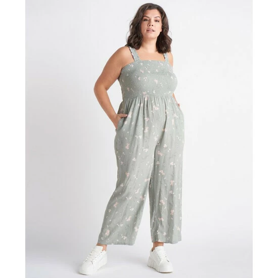 Cheap ๐ฅฐ Black Tape Trendy Plus Size Smocked Ruffled-Strap Jumpsuit Soft Sage Blossom โค๏ธ 3 Cheap ๐ฅฐ Black Tape Trendy Plus Size Smocked Ruffled-Strap Jumpsuit Soft Sage Blossom โค๏ธ