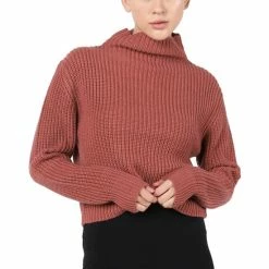 Best reviews of ⌛ Black Tape 👩 Women's Mock Neck Ribbed Sweater Runway Pink ✨