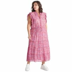 Top 10 ⭐ Black Tape Trendy Plus Size Floral-Print Flutter-Sleeve Tiered Maxi 👗 Dress Floral Bloom 🔔