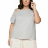 Wholesale 🌟 Black Tape Trendy Plus Size Cutout T-Shirt Heathered Pale Grey 😉