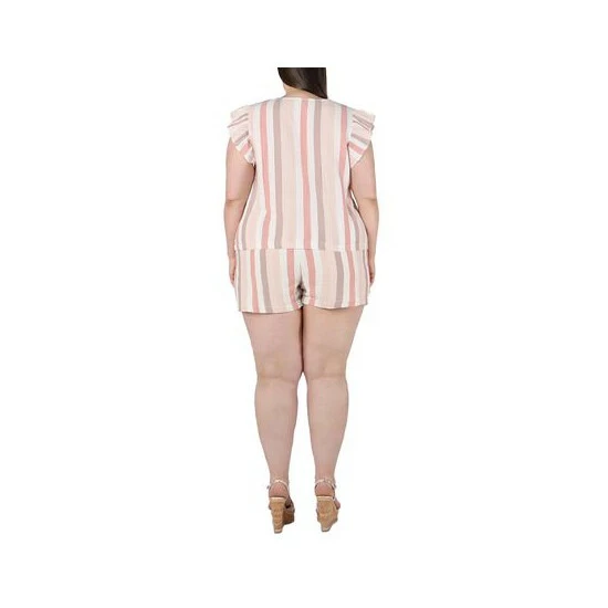 Brand new ๐ Black Tape Plus Size Striped Flutter-Sleeve Top Pink Stripe ๐ 4 Brand new ๐ Black Tape Plus Size Striped Flutter-Sleeve Top Pink Stripe ๐ - Image 2