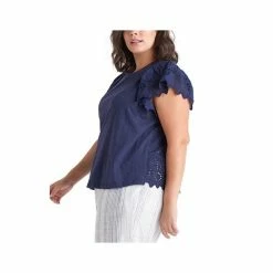 Coupon 👍 Black Tape Trendy Plus Size Eyelet Flutter-Sleeve Top Dk Navy 👍 -Black Tape Shop unnamed file 733