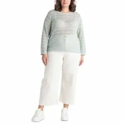 Discount 🔥 Black Tape Trendy Plus Size Open-Stitch Sweater Blue Mint Purple ✨