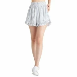 Buy ✔️ Black Tape 👩 Women's Ruffled-Hem Shorts Soft Blue Stripe 💯 -Black Tape Shop unnamed file 745