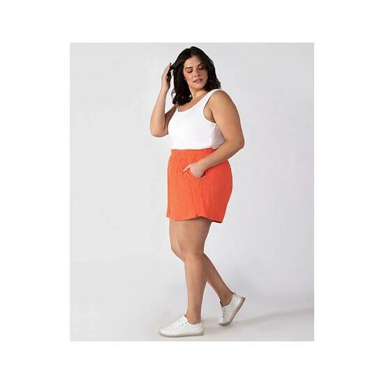 Promo ⭐ Black Tape Trendy Plus Size Pull-On Cotton Shorts Coral Rose 😀 5 Promo ⭐ Black Tape Trendy Plus Size Pull-On Cotton Shorts Coral Rose 😀 - Image 3