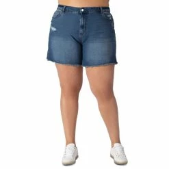 Discount 🧨 Black Tape Trendy Plus Size Cutoff Denim Shorts Black Wash 🤩
