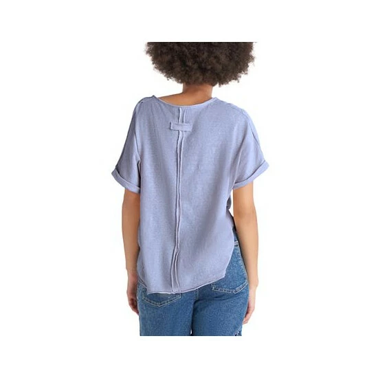 Cheapest 🎁 Black Tape 👩 Women's V-Neck Henley Top Botanical Blue 👍 4 Cheapest 🎁 Black Tape 👩 Women's V-Neck Henley Top Botanical Blue 👍 - Image 2