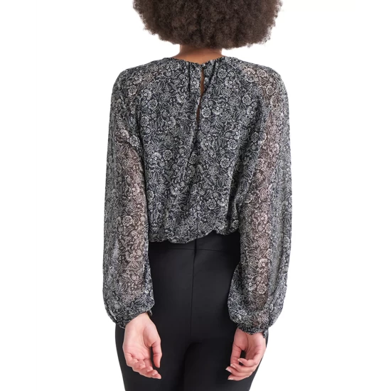 Wholesale ๐งจ Black Tape ๐ฉ Women's Floral-Print Elastic-Waist Top Night Floral ๐ฏ 5 Wholesale ๐งจ Black Tape ๐ฉ Women's Floral-Print Elastic-Waist Top Night Floral ๐ฏ - Image 3