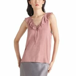 Deals 🤩 Black Tape 👩 Women's Ruffle-Neck Glitter Tank Top Iconic Pink 😉