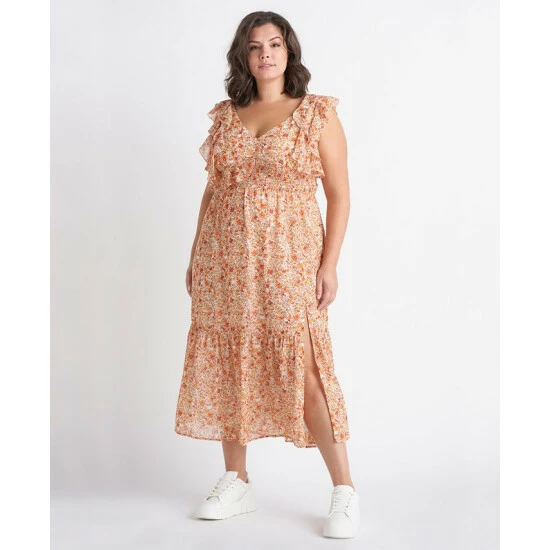 Outlet ๐ Black Tape Plus Size Printed Back-Tie Ruffle Midi ๐ Dress โ๏ธ Summer Sunset ๐งจ 3 Outlet ๐ Black Tape Plus Size Printed Back-Tie Ruffle Midi ๐ Dress โ๏ธ Summer Sunset ๐งจ