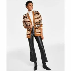 Coupon 😀 Black Tape 👩 Women's Cardigan, Turtleneck Top & Faux-Leather Pants ✨