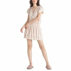 Deals 😍 Black Tape 👩 Women's Striped Smocked-Waist Mini 👗 Dress Chai 😉